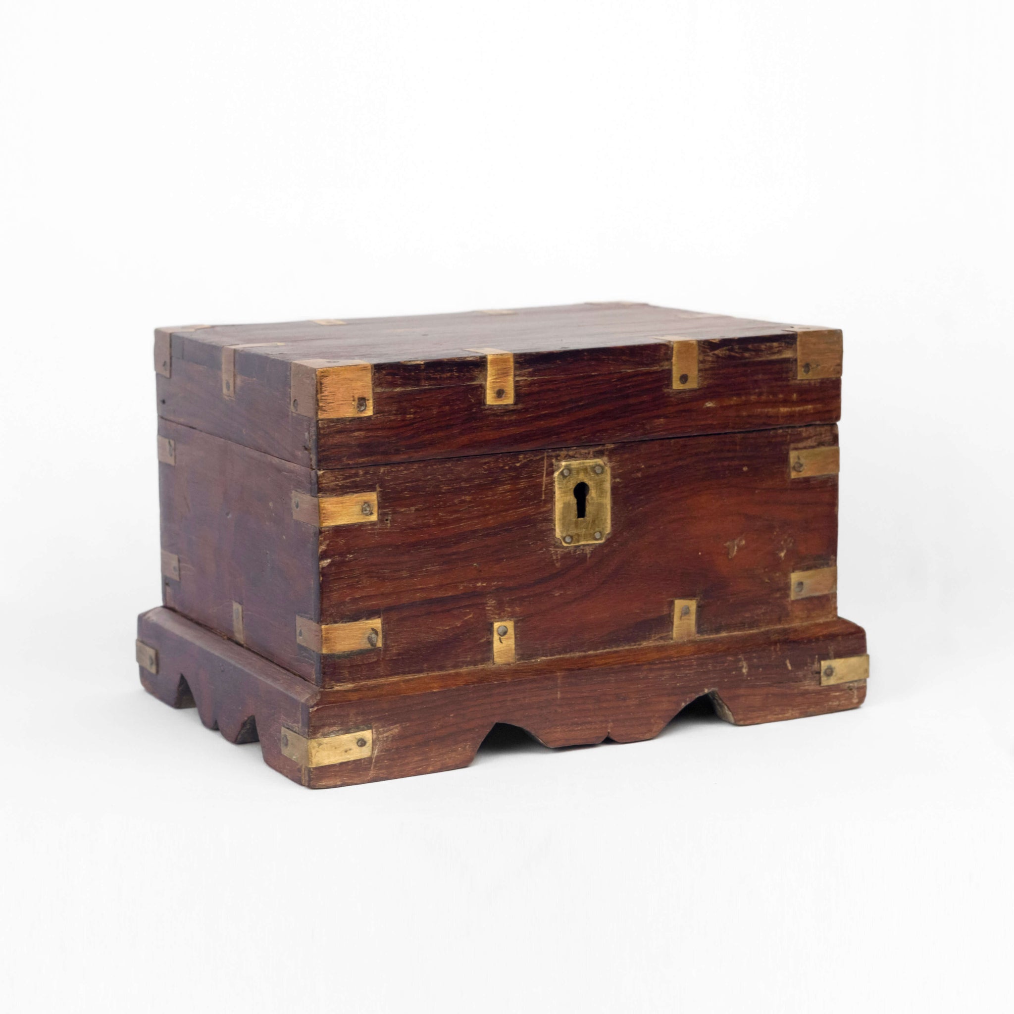 WOODEN CASH BOX WITH BRASS FITTINGS