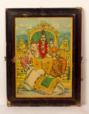 SHIVA, PARVATI WITH GANESHA  – RAJA RAVI VARMA