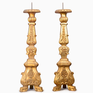 ANTIQUE GILDED CANDLE STANDS