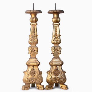 ANTIQUE GILDED CANDLE STANDS