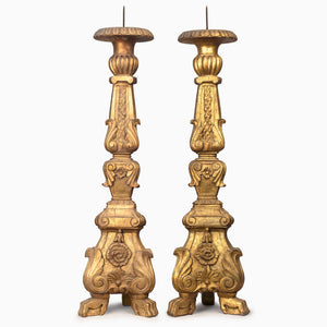 PAIR OF VINTAGE GOLDEN CANDLE STANDS