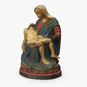 WOODEN IDOL OF MOTHER MARY WITH JESUS