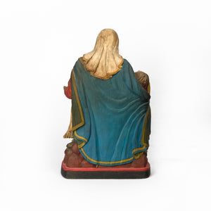 WOODEN IDOL OF MOTHER MARY WITH JESUS