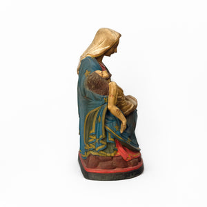 WOODEN IDOL OF MOTHER MARY WITH JESUS