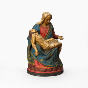 WOODEN IDOL OF MOTHER MARY WITH JESUS