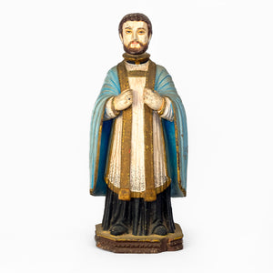 POLYCHROME WOODEN IDOL OF ST. FRANCIS
