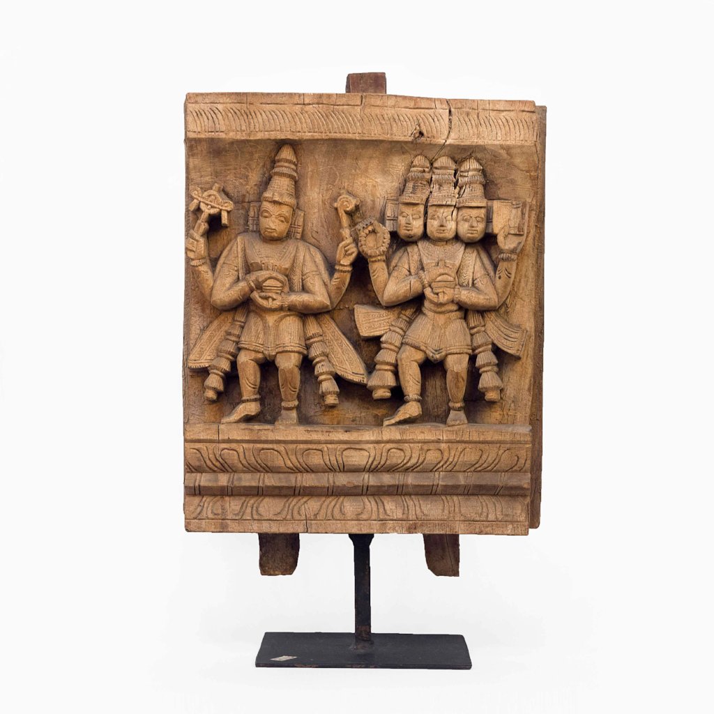 WOODEN CARVING OF LORD VISHNU AND LORD BRAHMA